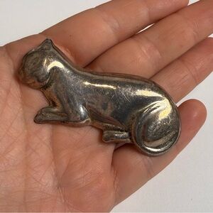 Cat Pin brooch Mexico Sterling 2.5’ Vintage MCM Mid Century Modern Modernist